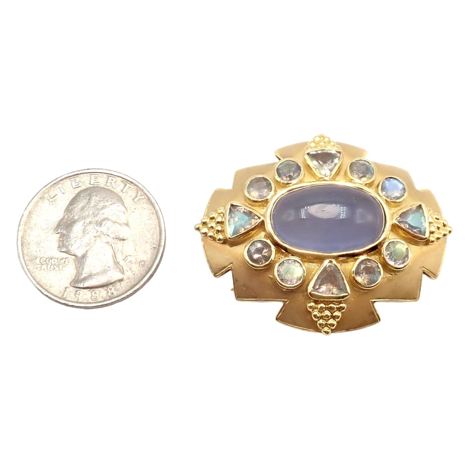 Paula Crevoshay Yellow Gold Moonstone Chalcedony Brooch Bracelet Necklace Set Pour femmes en vente