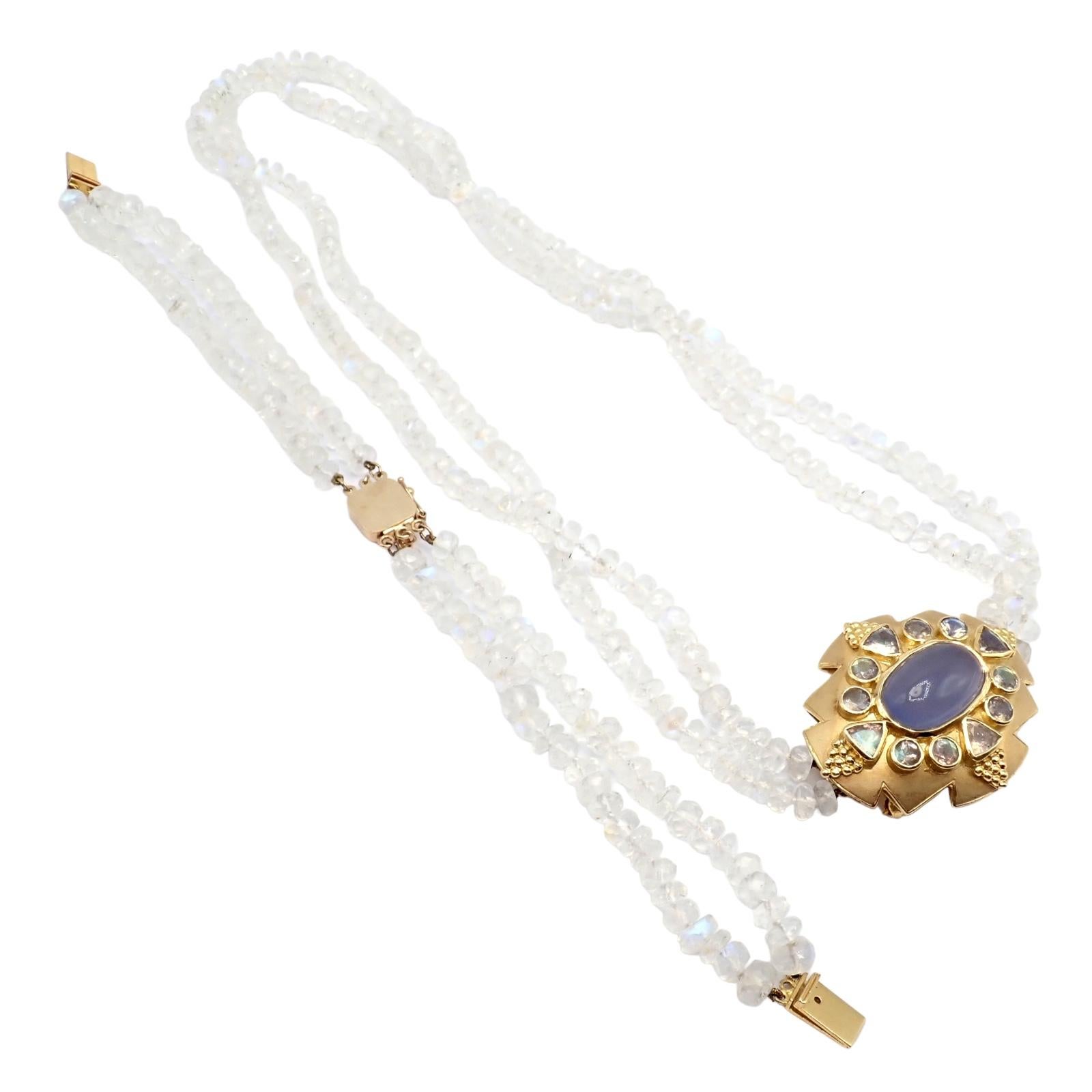 Paula Crevoshay Yellow Gold Moonstone Chalcedony Brooch Bracelet Necklace Set en vente 2