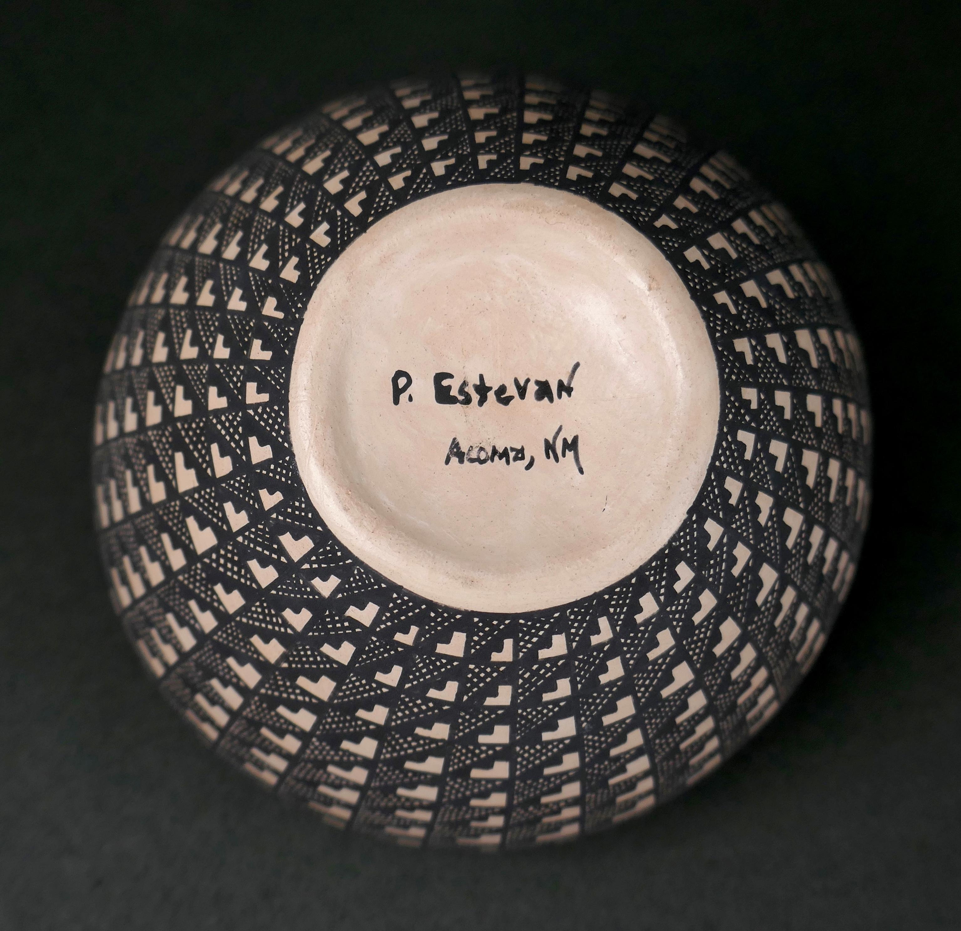 Paula Estevan Acoma Pueblo Small Eye Dazzler Weed Pot Vase 1