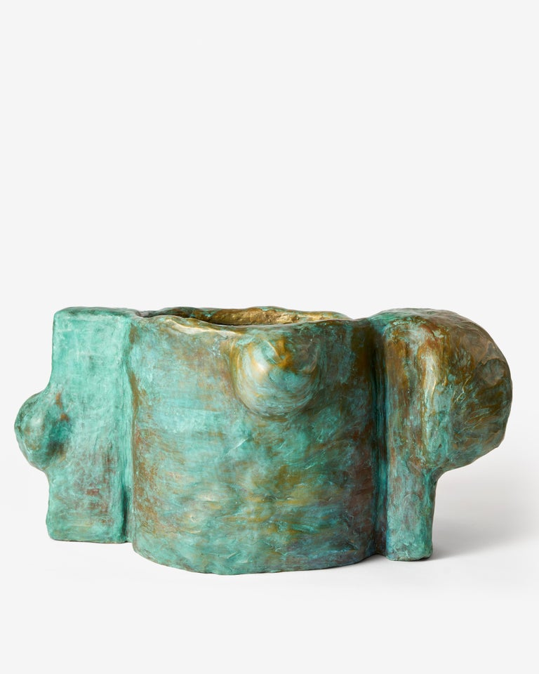 Paula Hayes
Non Planter, 2019
Cast Bronze with patina
Dimensions: 11.5” H x 26” W x 18” D
Photo: Ethan Herrington

Hayes is known for her terrariums and other living artworks. Living on a farm as a teenager in Upstate New York, the artist