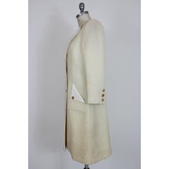 Paula Klein White Wool Matelasse Long Evening Coat 1980s