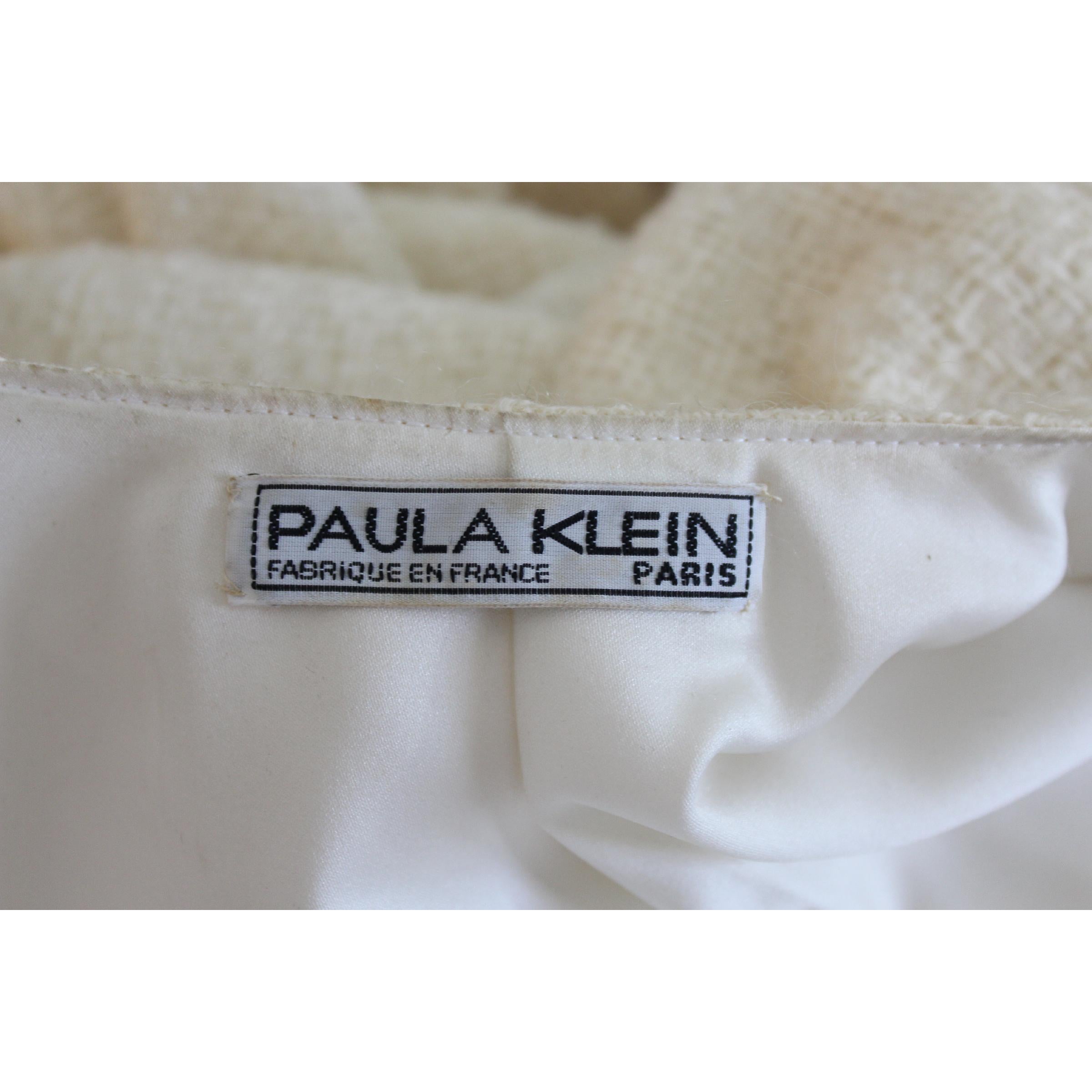 Gray Paula Klein White Wool Matelasse Long Evening Coat 1980s  For Sale