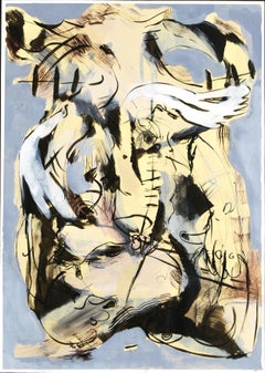 Habitus 1 - painting, paper, contemporary, young artist, German, muted colours