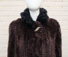 Paula Lishman Beaver Fur Knit Hooded Coat