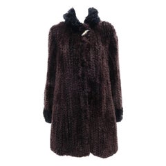 Used Paula Lishman Beaver Fur Knit Hooded Coat