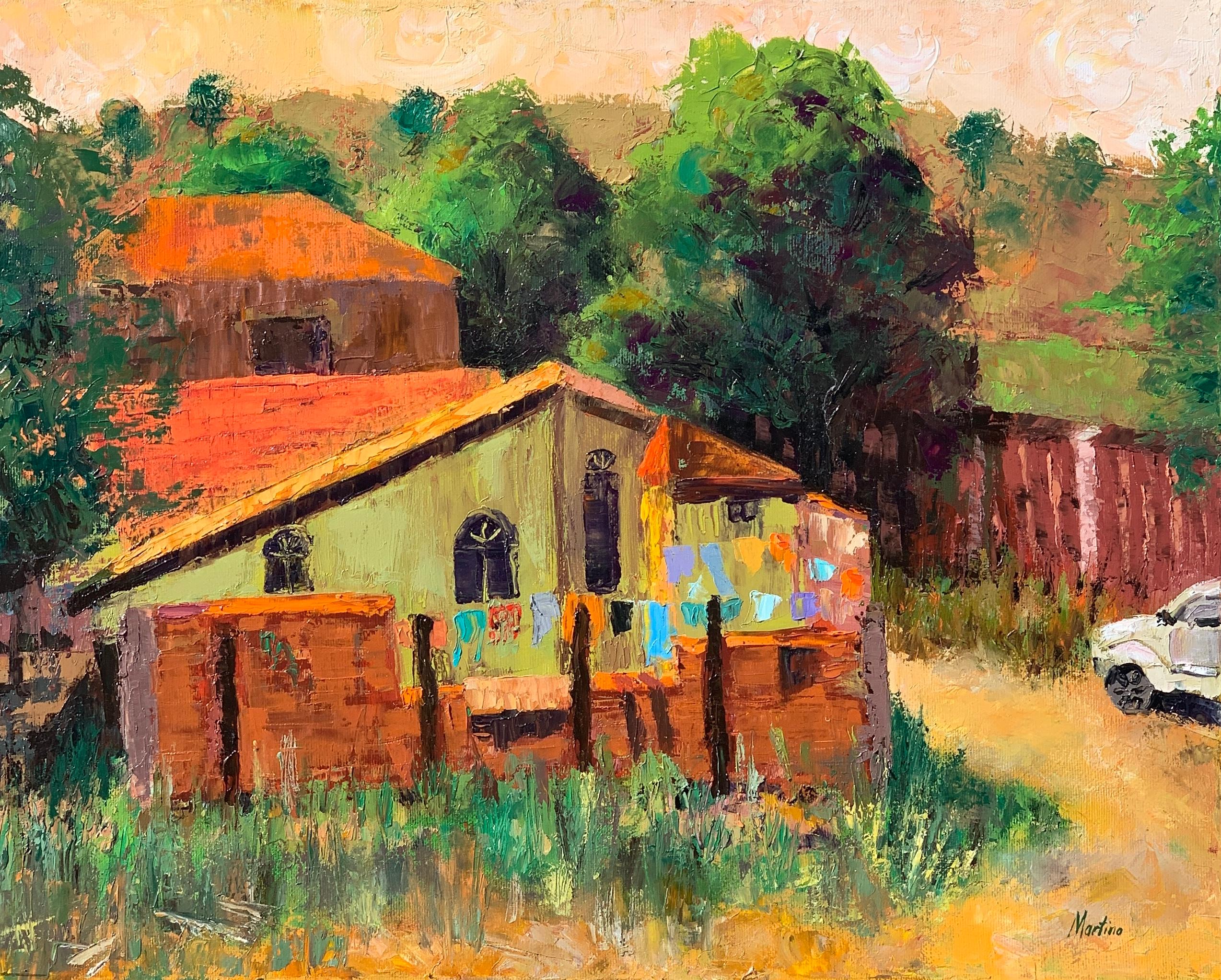 Paula Martino Interior Painting - Laundry Day in Brazil, Oil Painting