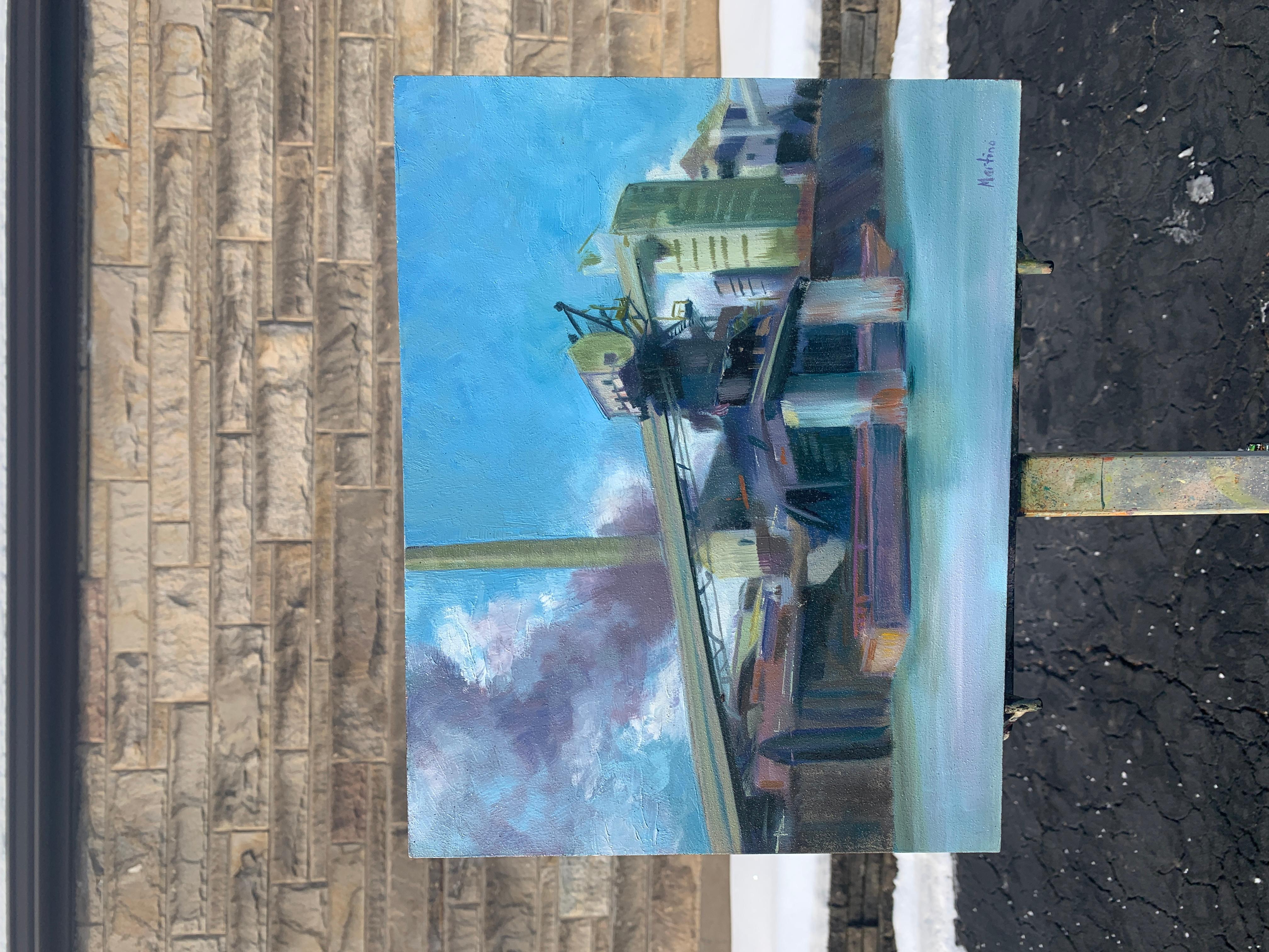 The Empty Barge, peinture à l'huile - Impressionnisme abstrait Painting par Paula Martino