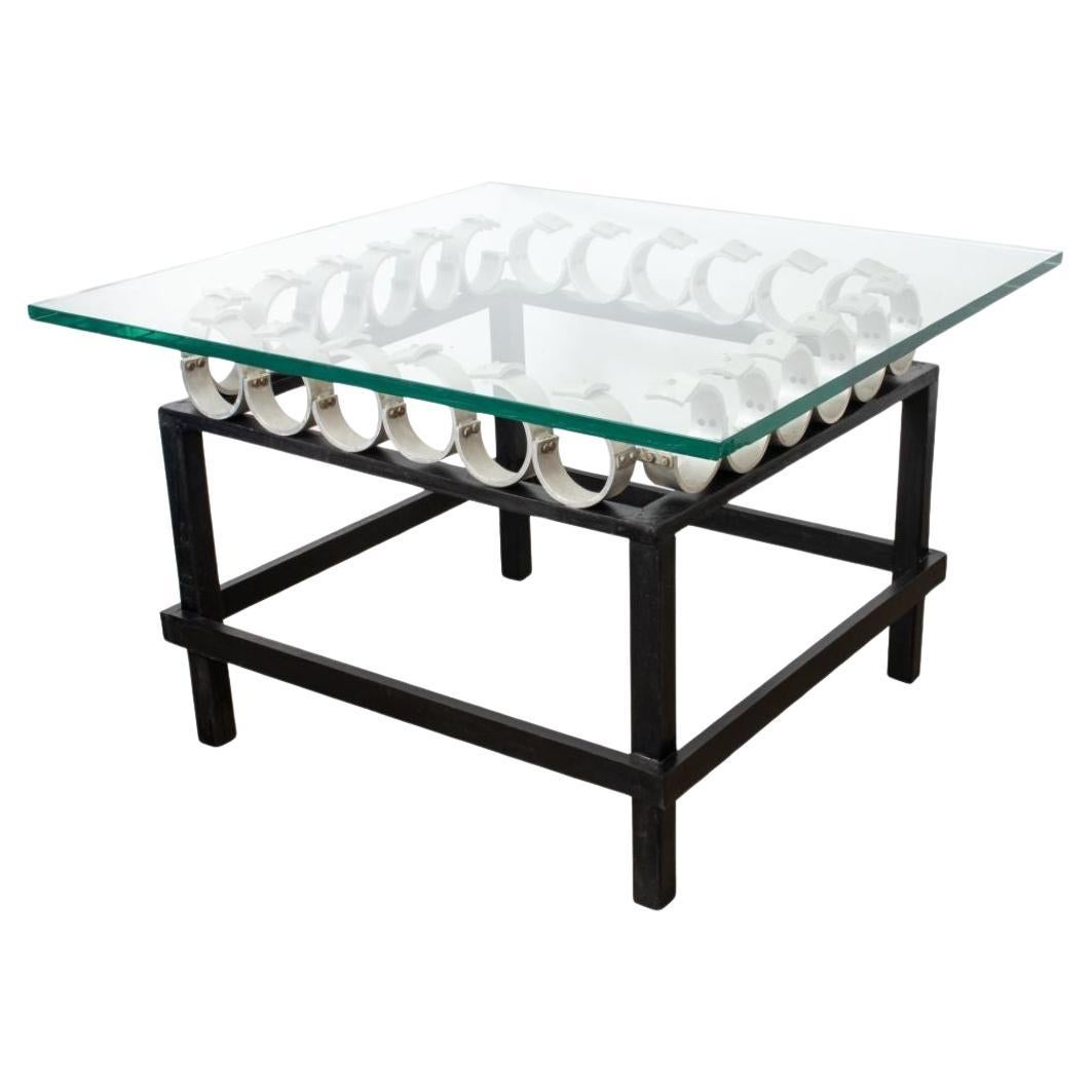 Paula Meizner "24 in a Square" Glass-Top Low Table For Sale
