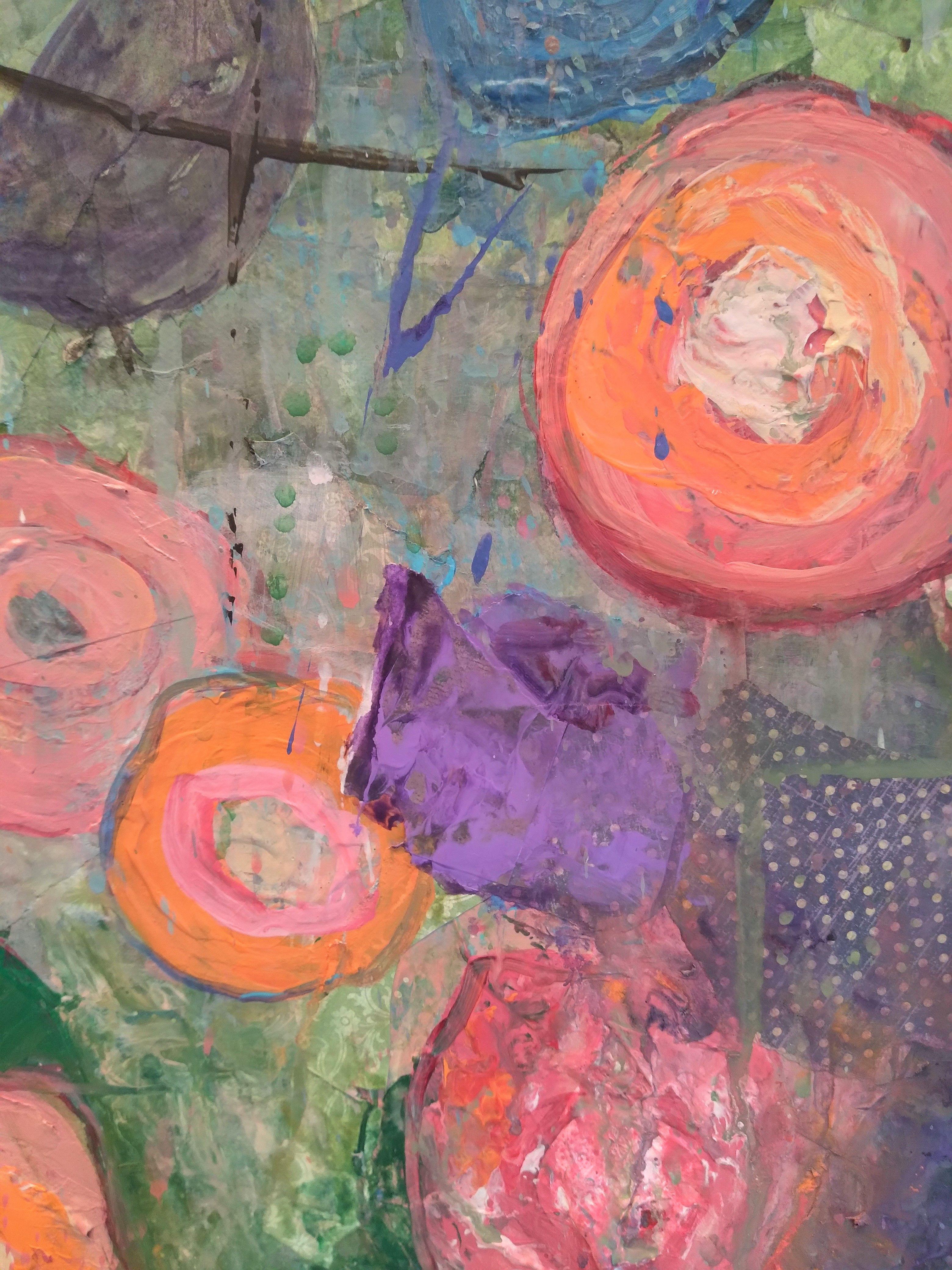 Bye Bye Blackbirdds, Mixed Media on Canvas For Sale 1
