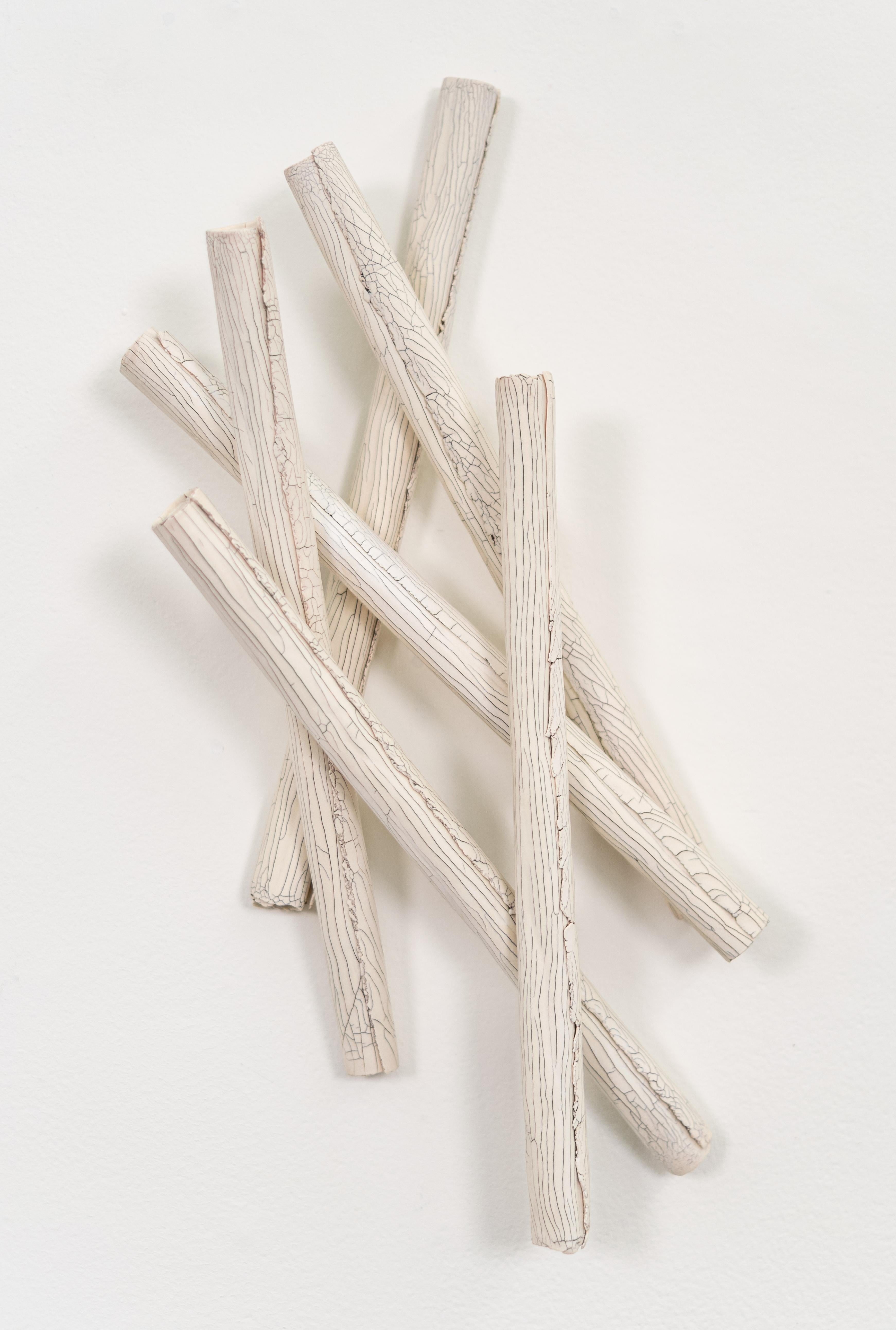 Paula Murray Abstract Sculpture - Amass XX - Contemporary Ceramic Wall Sculpture, Scrolls
