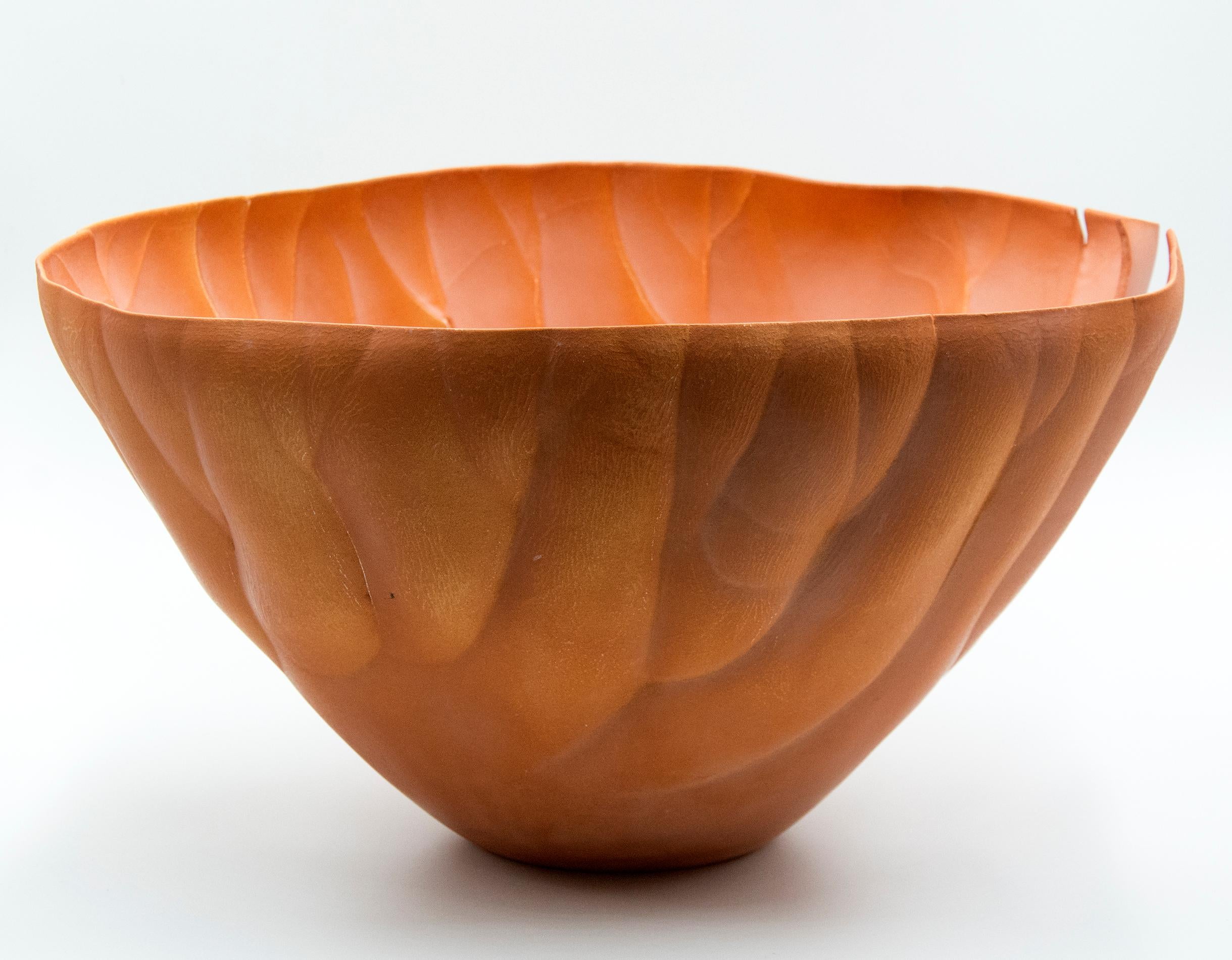 Canyon Crevice Bowl - intricate, hand-shaped, porcelain clay vessel - Sculpture by Paula Murray