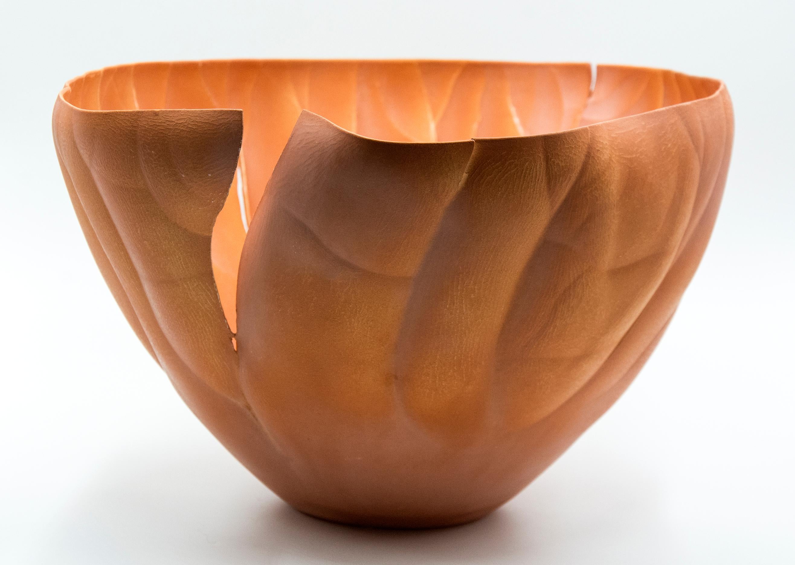 Paula Murray Abstract Sculpture - Canyon Crevice Bowl - intricate, hand-shaped, porcelain clay vessel