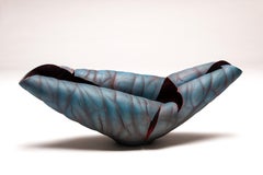 Ebb and Flow - teal blue, contemporary, abstract, porcelain, sculpture