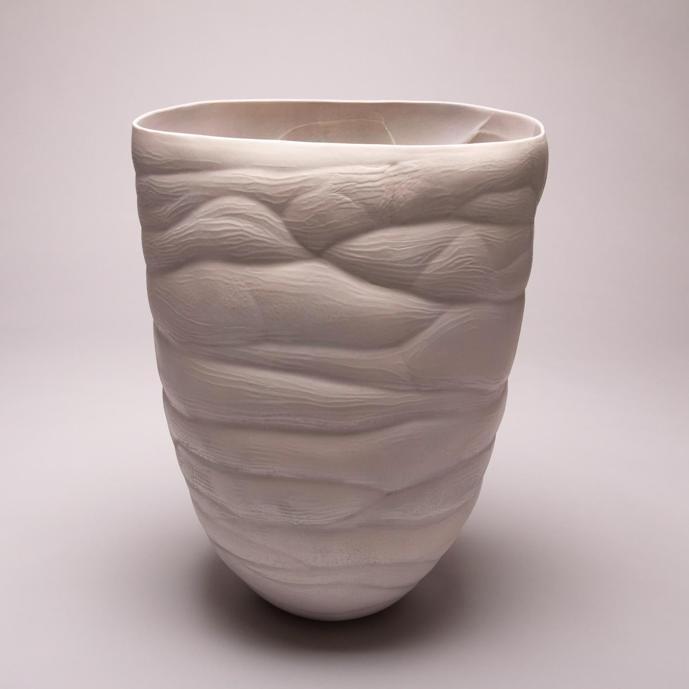 Holding Space - intricate, nature-inspired, hand-shaped porcelain sculpture - Sculpture by Paula Murray