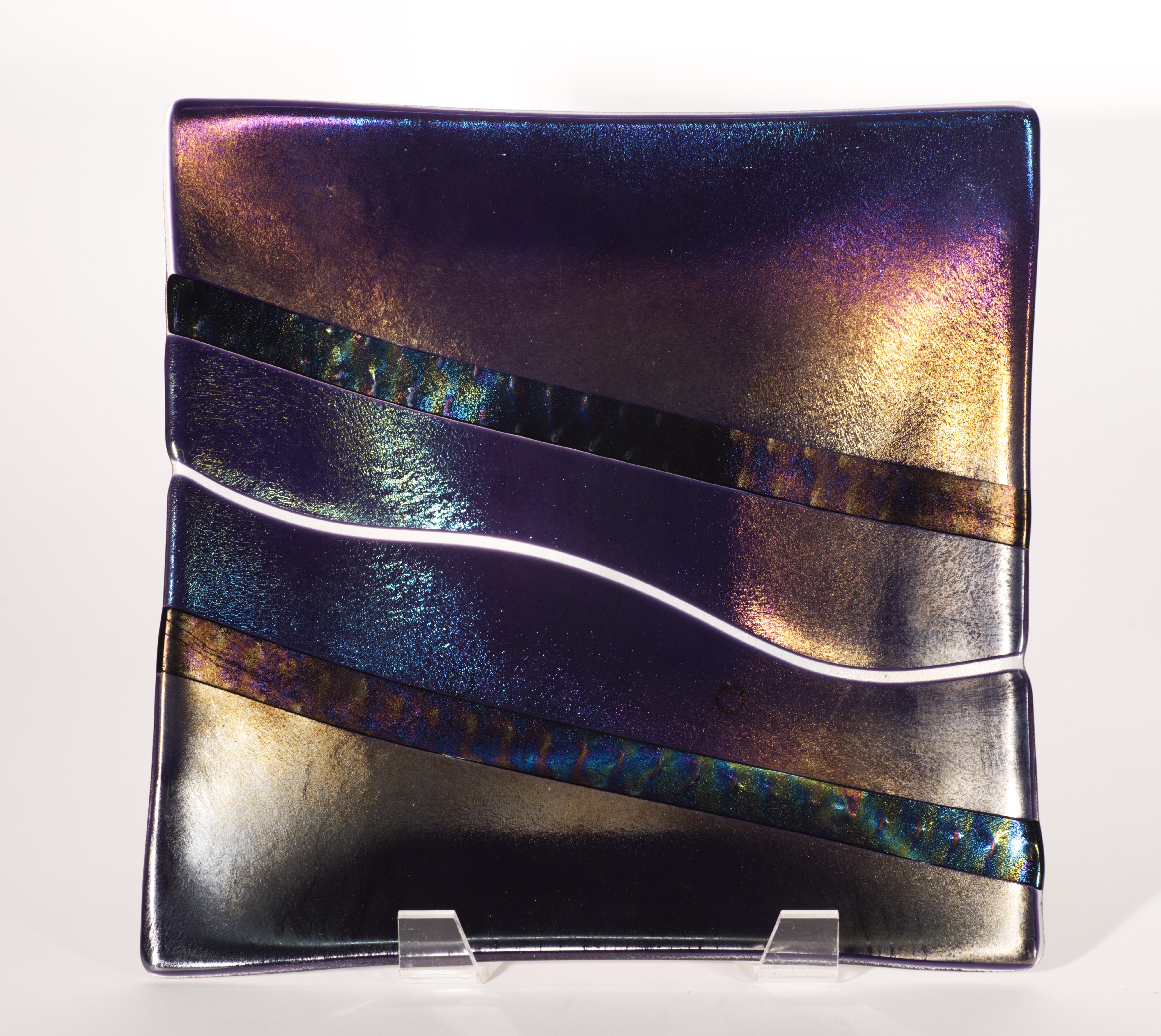 Paula Radke Großes Tablett aus geschmolzenem Dichroic-Glas, amerikanisches Studio-Kunstglas im Angebot 2