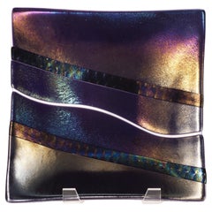 Paula Radke Großes Tablett aus geschmolzenem Dichroic-Glas, amerikanisches Studio-Kunstglas
