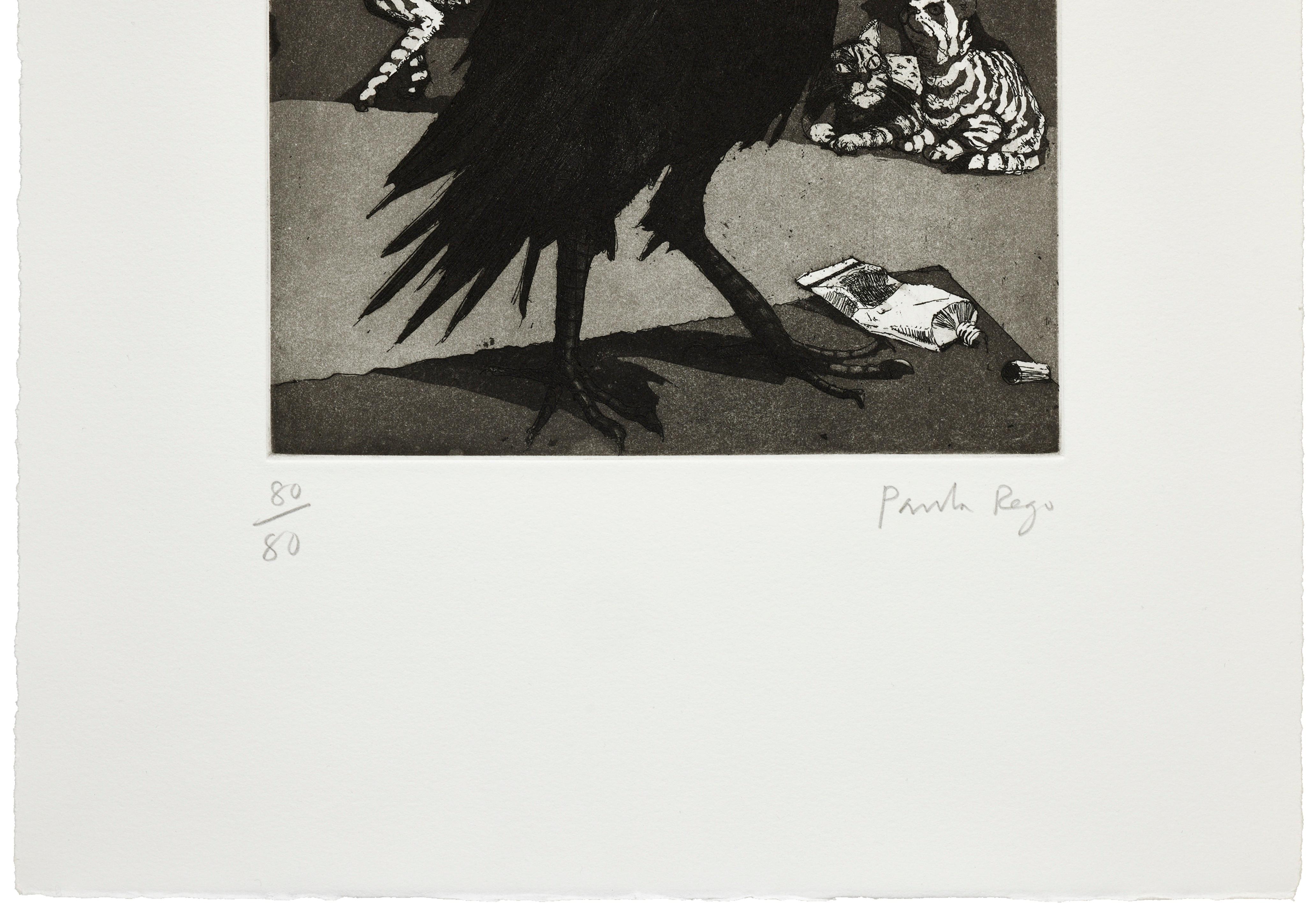 Crow, 1994
Paula Rego

Etching with aquatint, on Somerset wove
Signed and numbered from the edition of 80
From the Nine London Birds
Printed by Caulford Press, London
Published by the Byam Shaw School of Art, London
Plate: 22.4 x 18.7 cm (8.8 × 7.4