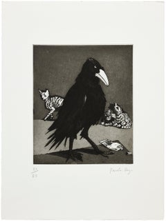 Retro Crow-- Print, Etching, Aquatint, Nine London Birds by Paula Rego