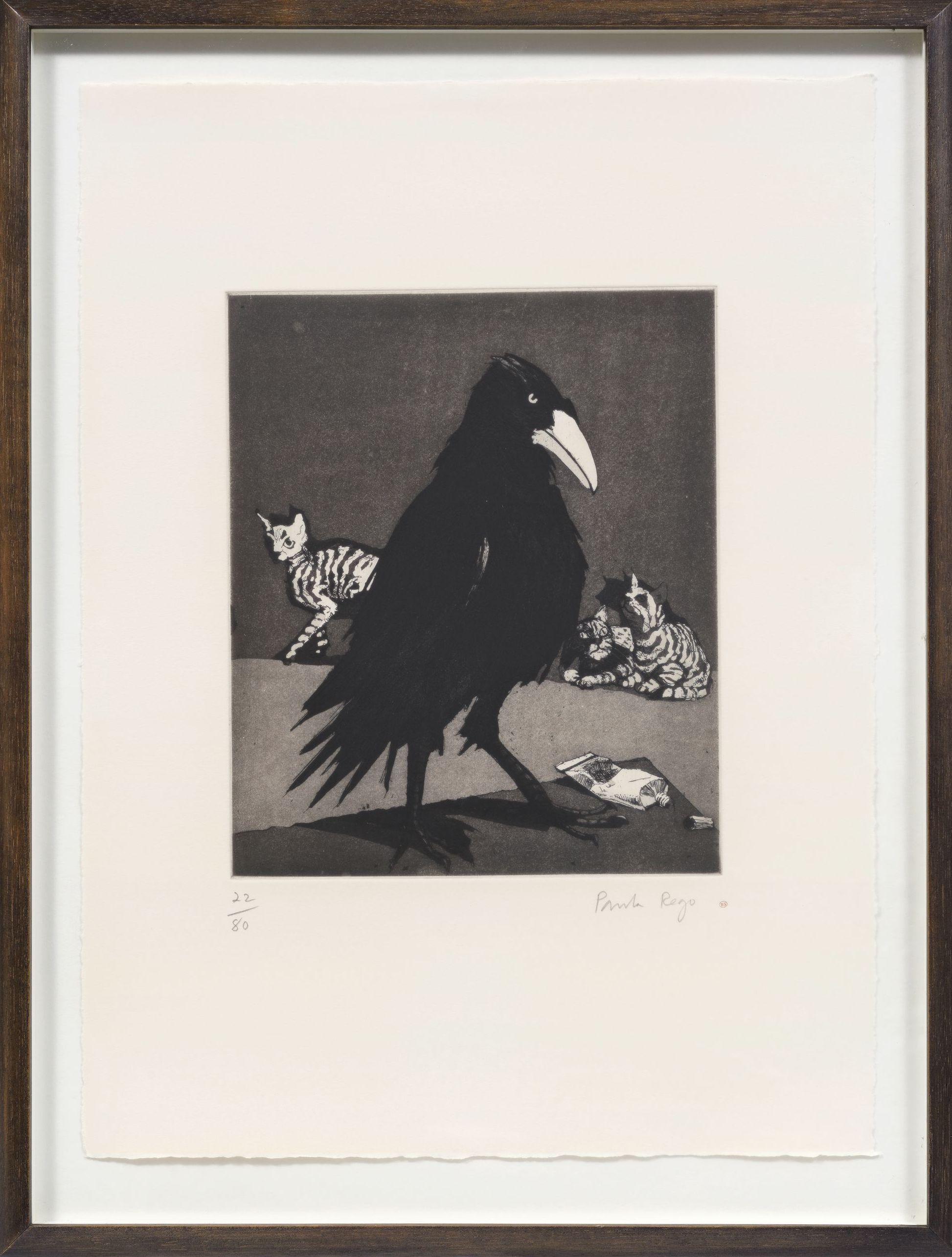 Crow -- Print, Etching, Aquatint, Nine London Birds by Paula Rego