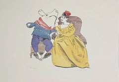 Le prince Pig se marie à sa troisième sœur - Prince Pig, lithographie de Rego