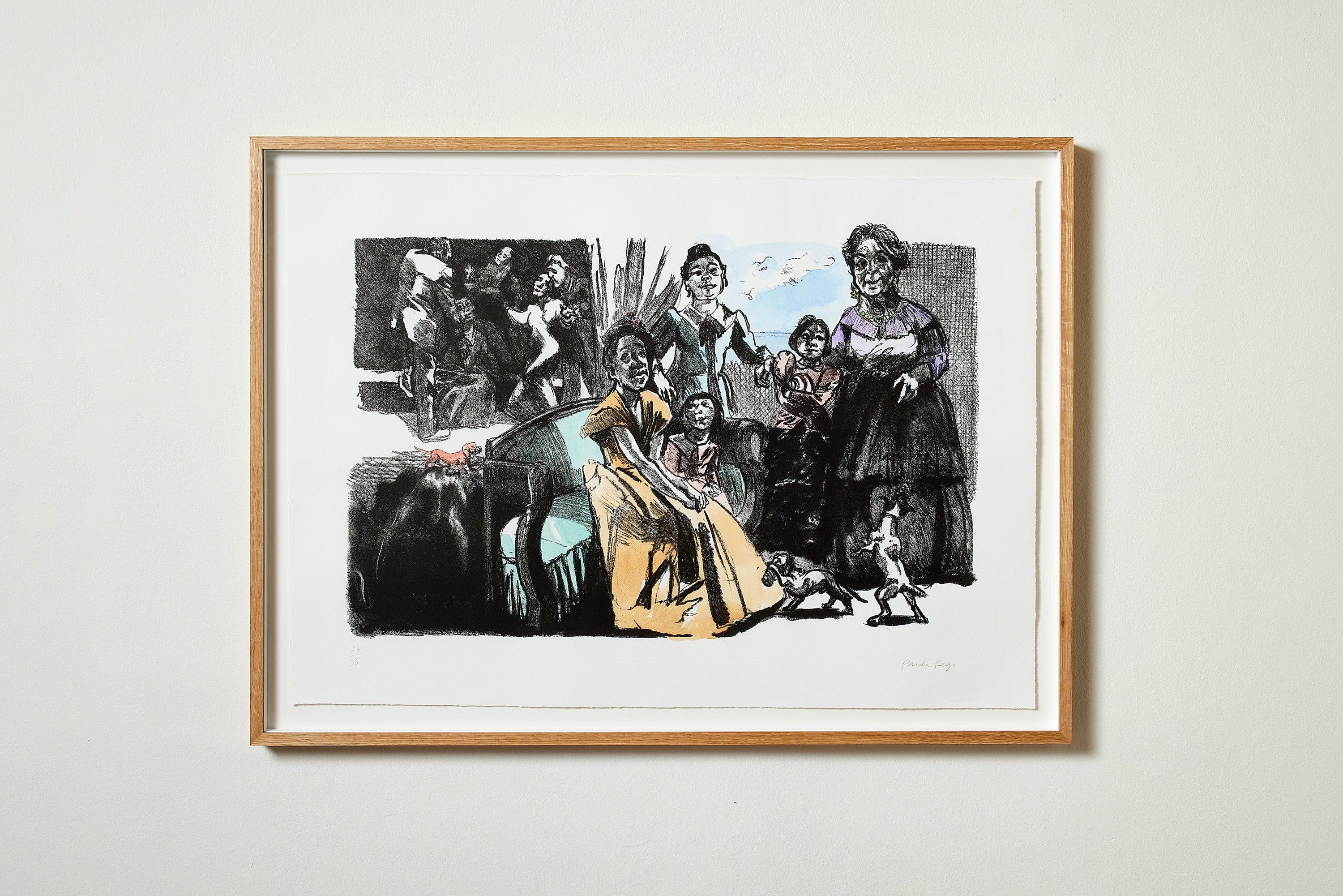 Self-Portrait with Grandchildren, 2001-02
Paula Rego

Lithograph with hand-colouring, on Somerset Book White paper
Signed and numbered from the edition of 35
From Jane Eyre: The Sensuality of the Stone
Printed by The Curwen Studio,