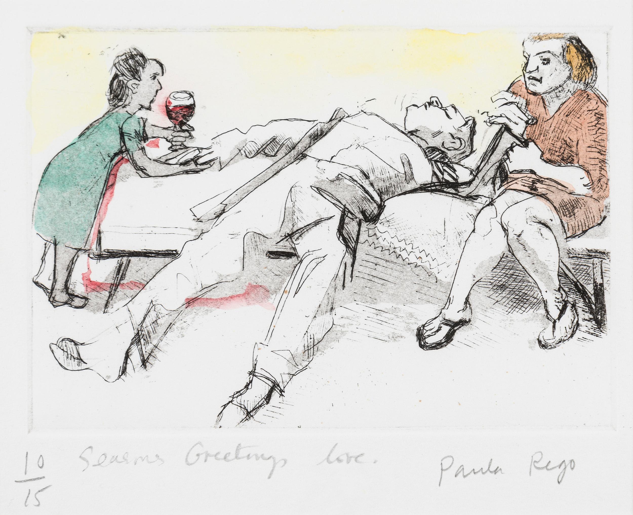 Untitled (Christmas gift) -- Print, Etching, Hand-coloured, Art by Paula Rego