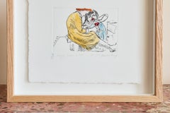 Untitled [Woman with Red Wine] -- Etching, Hand-coloured, Art by Paula Rego