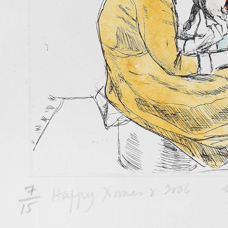 Untitled [Woman with Red Wine] -- Etching, Hand-coloured, Art by Paula Rego 2