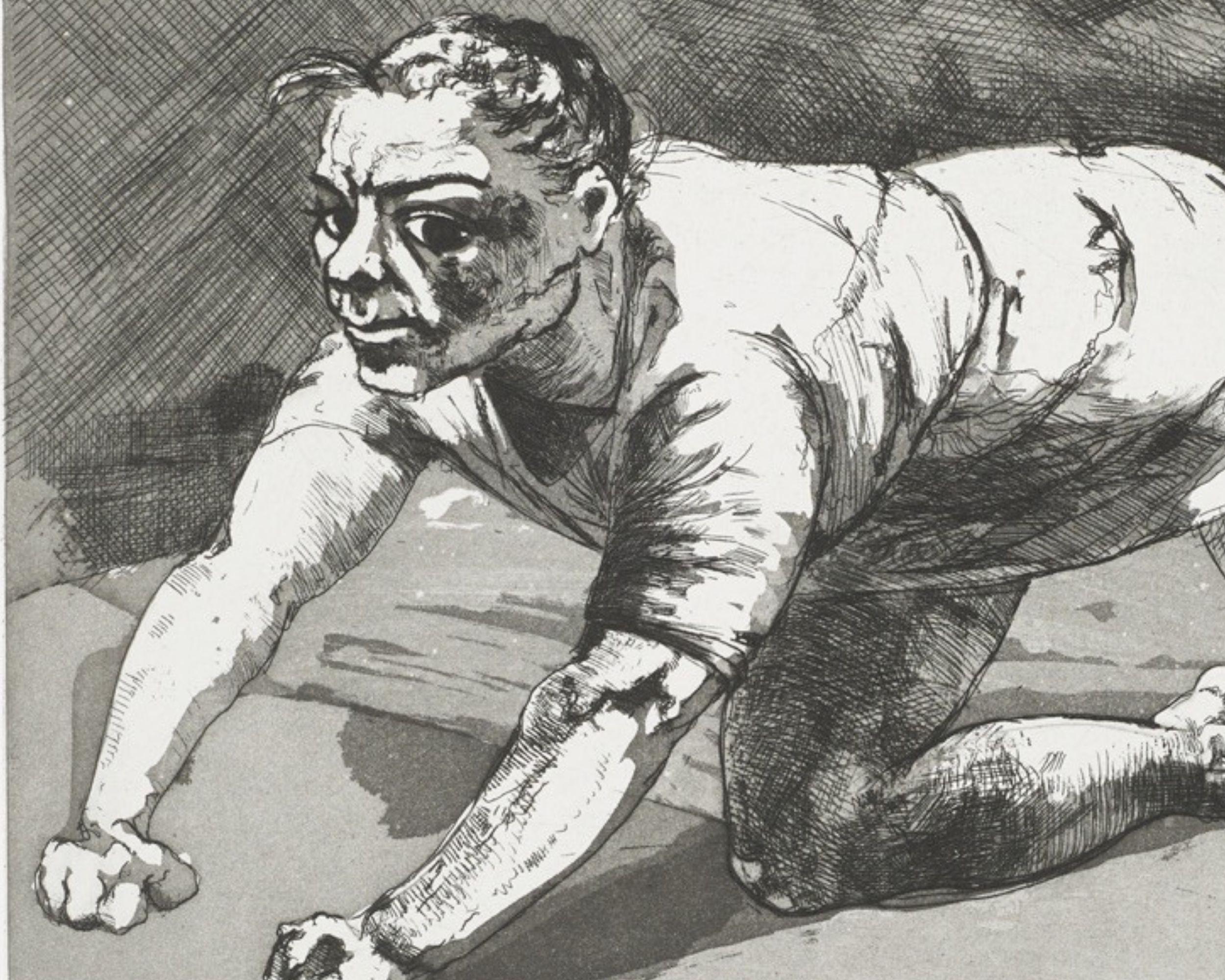 Wary (Dog Woman), 1994/2020
Paula Rego
Etching, on wove paper
Signed and numbered from the edition of 50
Printed by Paupers Press and published by the artist
Sheet 34.8 × 41.5 cm (13.7 × 16.3 in)
