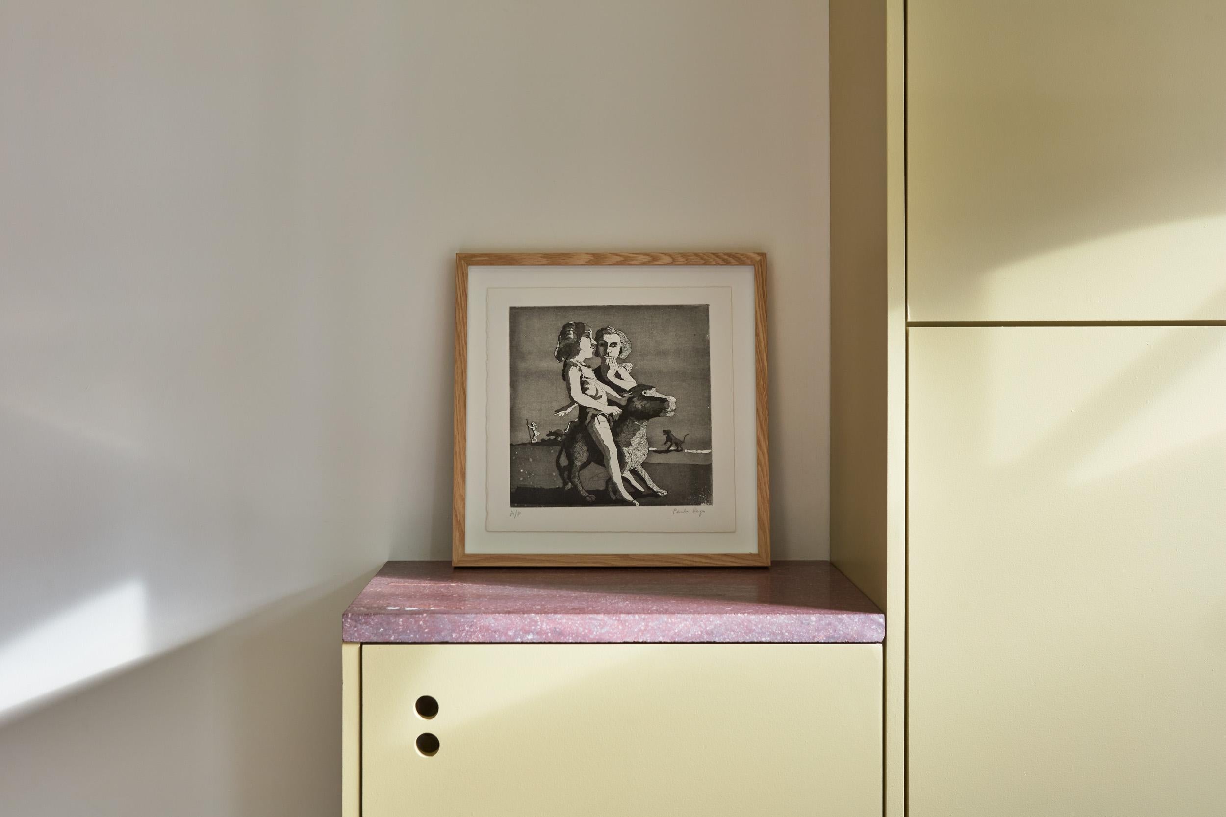 Young Predators, 1987
Paula Rego

Etching with aquatint, on wove 
Signed and inscripted A/P 
An artist’s proofs aside from the edition of 50 
Printed and published by the Royal College of Art, London 
Plate: 24.6 × 25 cm (9.7 × 9.8 in) 
Sheet: 30.5