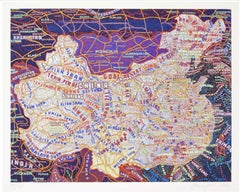 China (gorgeous silkscreen on lanaquarelle from renowned artist's map series) 
