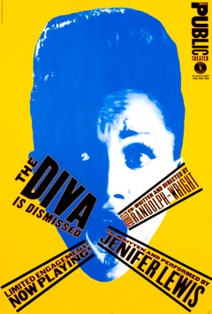 Affiche de théâtre originale vintage « The Diva is Dismissed - Public Theater » (La Diva est écartée)