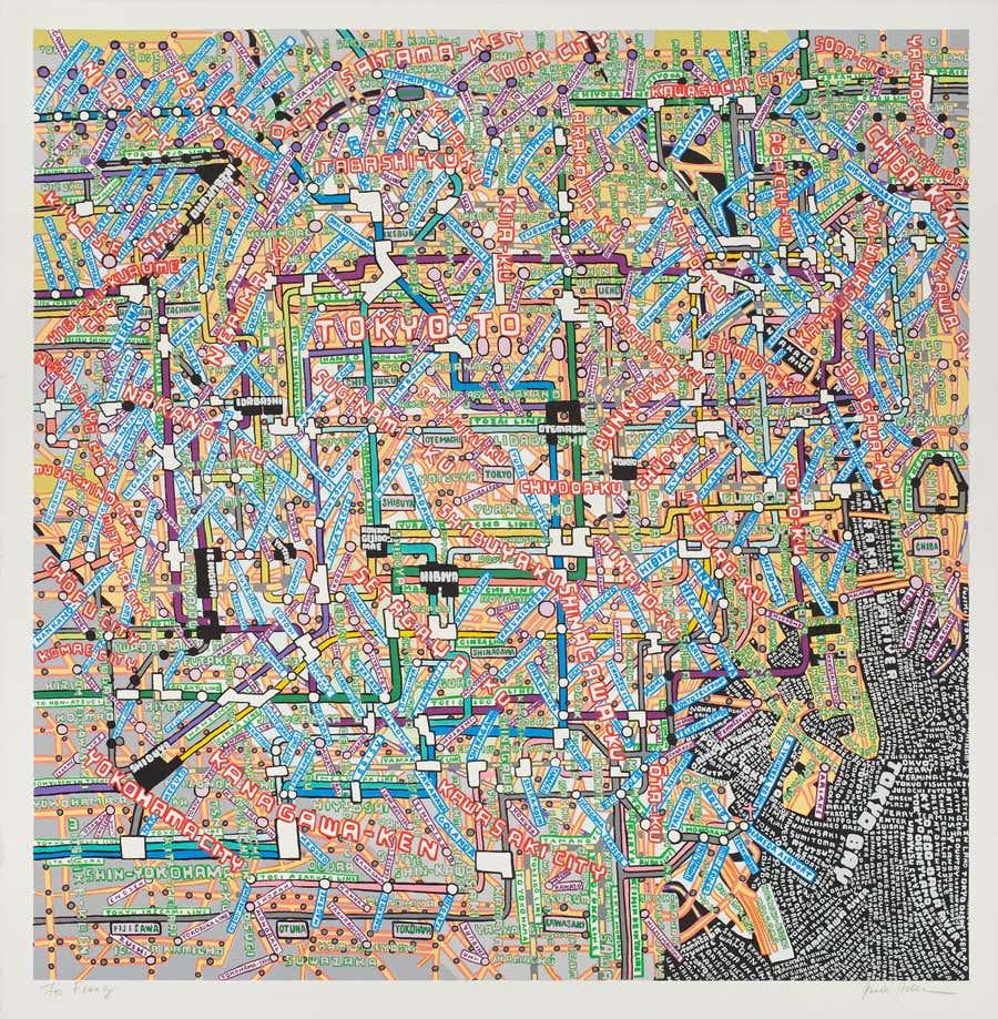 Tokyo - Paula Scher, Maps, Screenprint, Contemporary Art