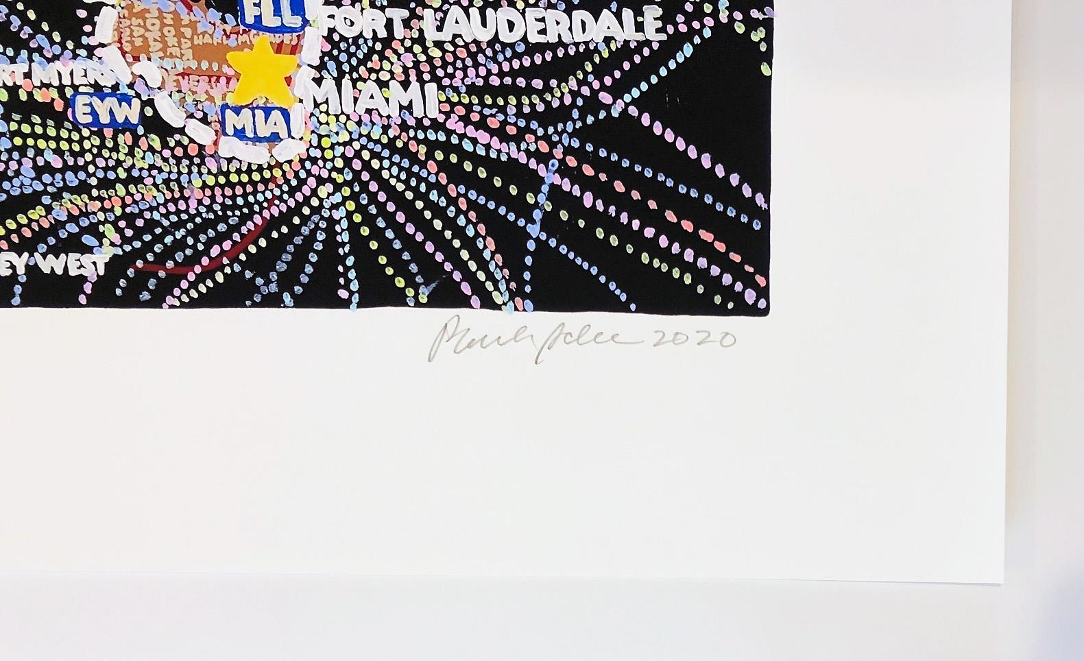 Routes aériennes aux États-Unis - Print de Paula Scher
