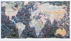 World Trade Routes – Paula Scher, Landkarten, Siebdruck, zeitgenössische Kunst