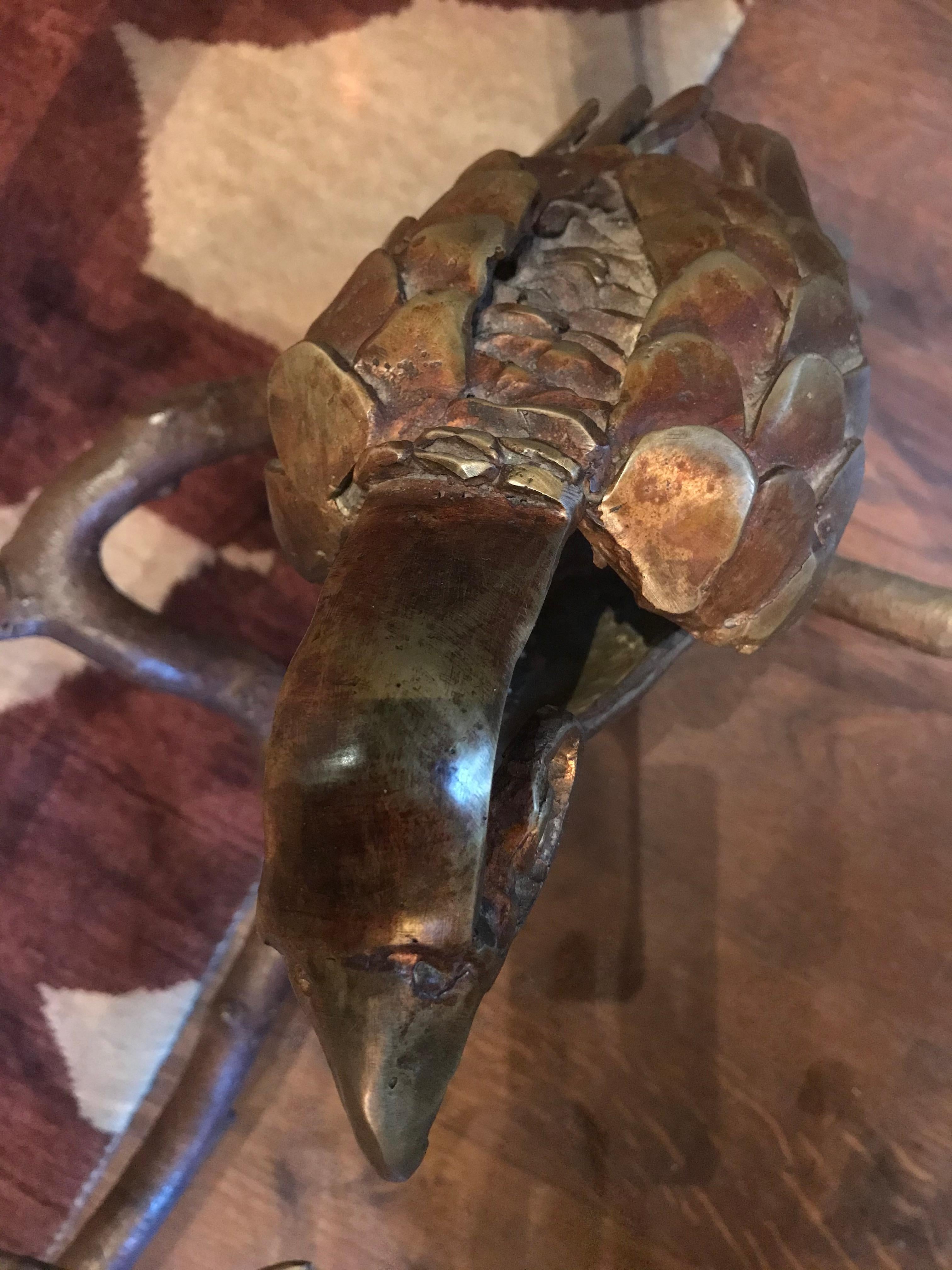 Patinated Paula Swinnen 2012, Large Unique Table with Parrot, Bronze For Sale