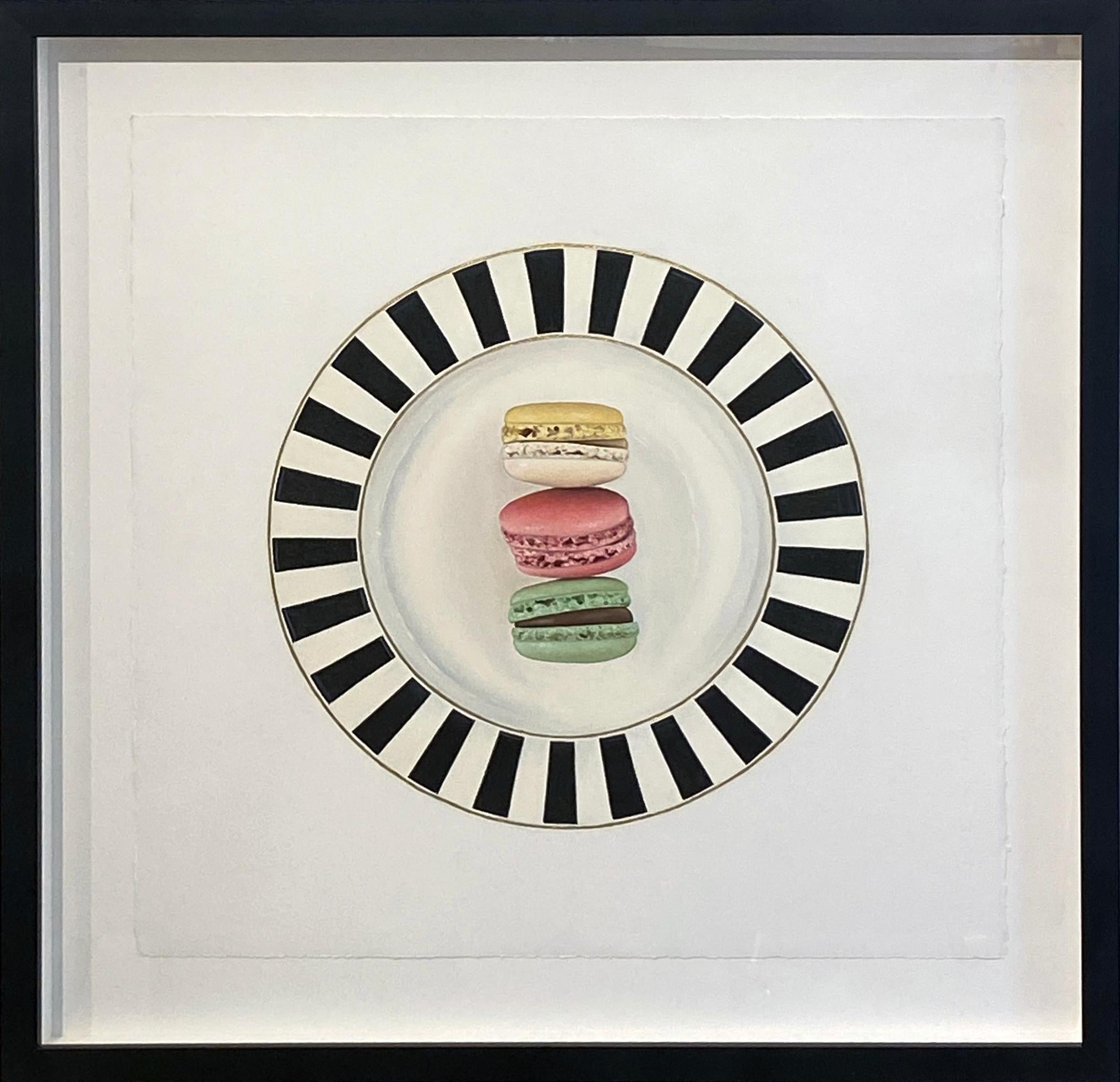 Macaron auf Teller I (Zeitgenössisch), Painting, von Paula Urzica