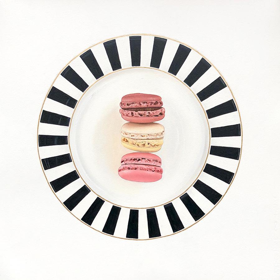 Macaron on Plate III - Painting by Paula Urzica