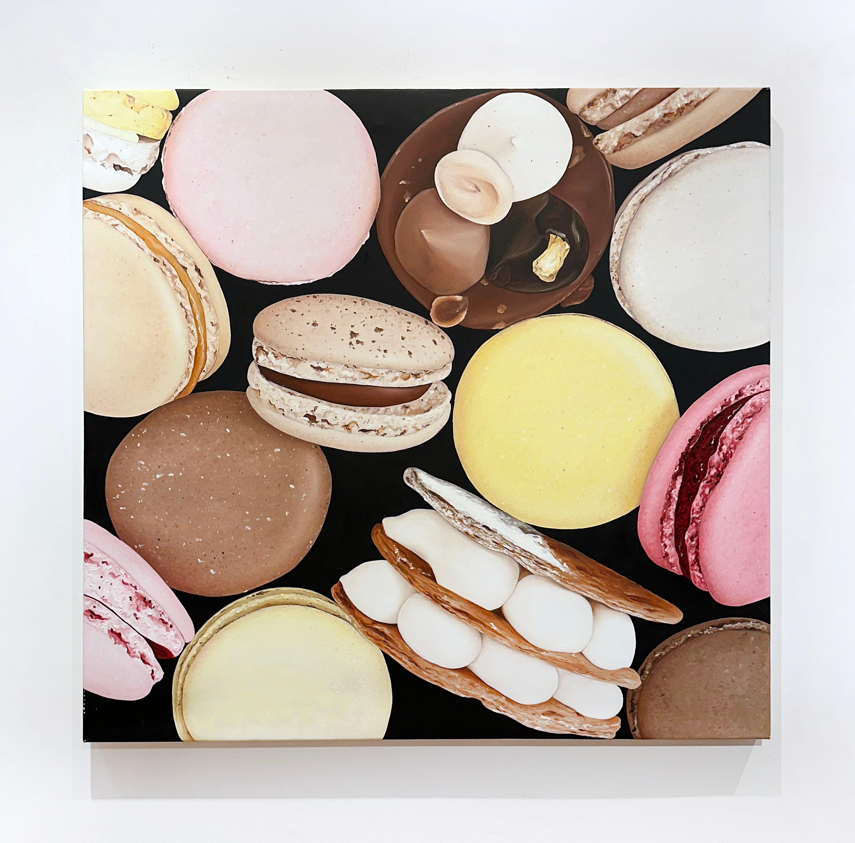 Macarons und Mini-Gebäck (Zeitgenössisch), Painting, von Paula Urzica