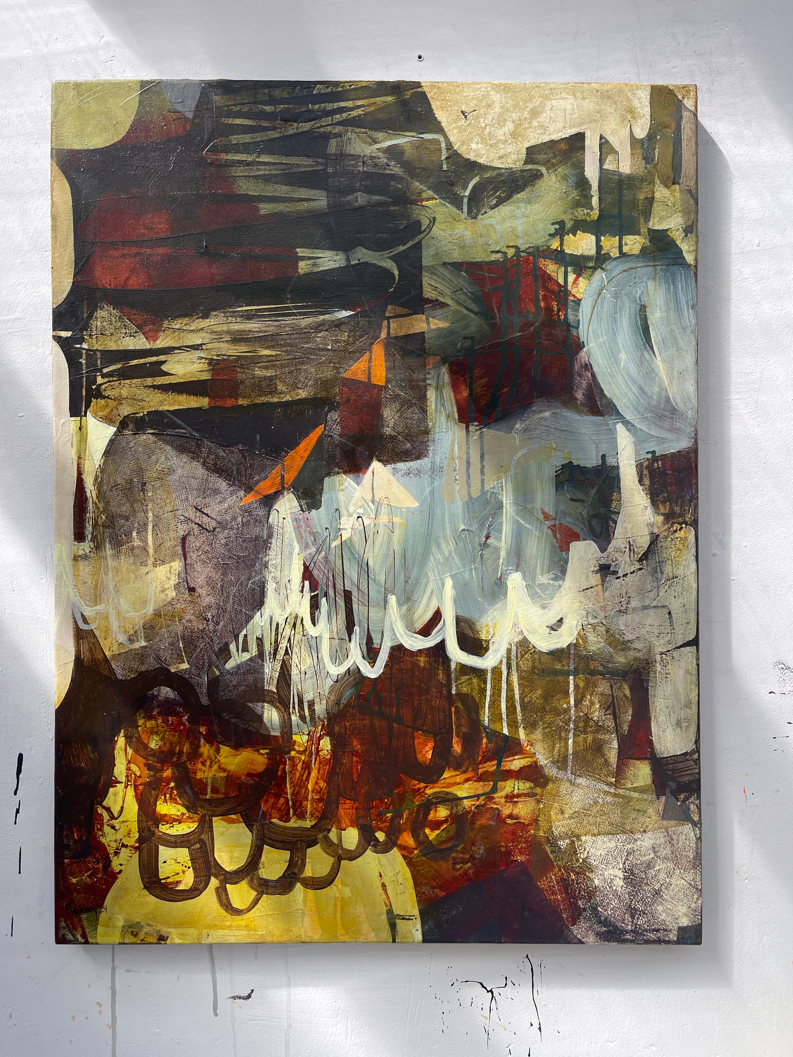 Bajo tierra (Metropolitana) - Painting di Paula Valenzuela