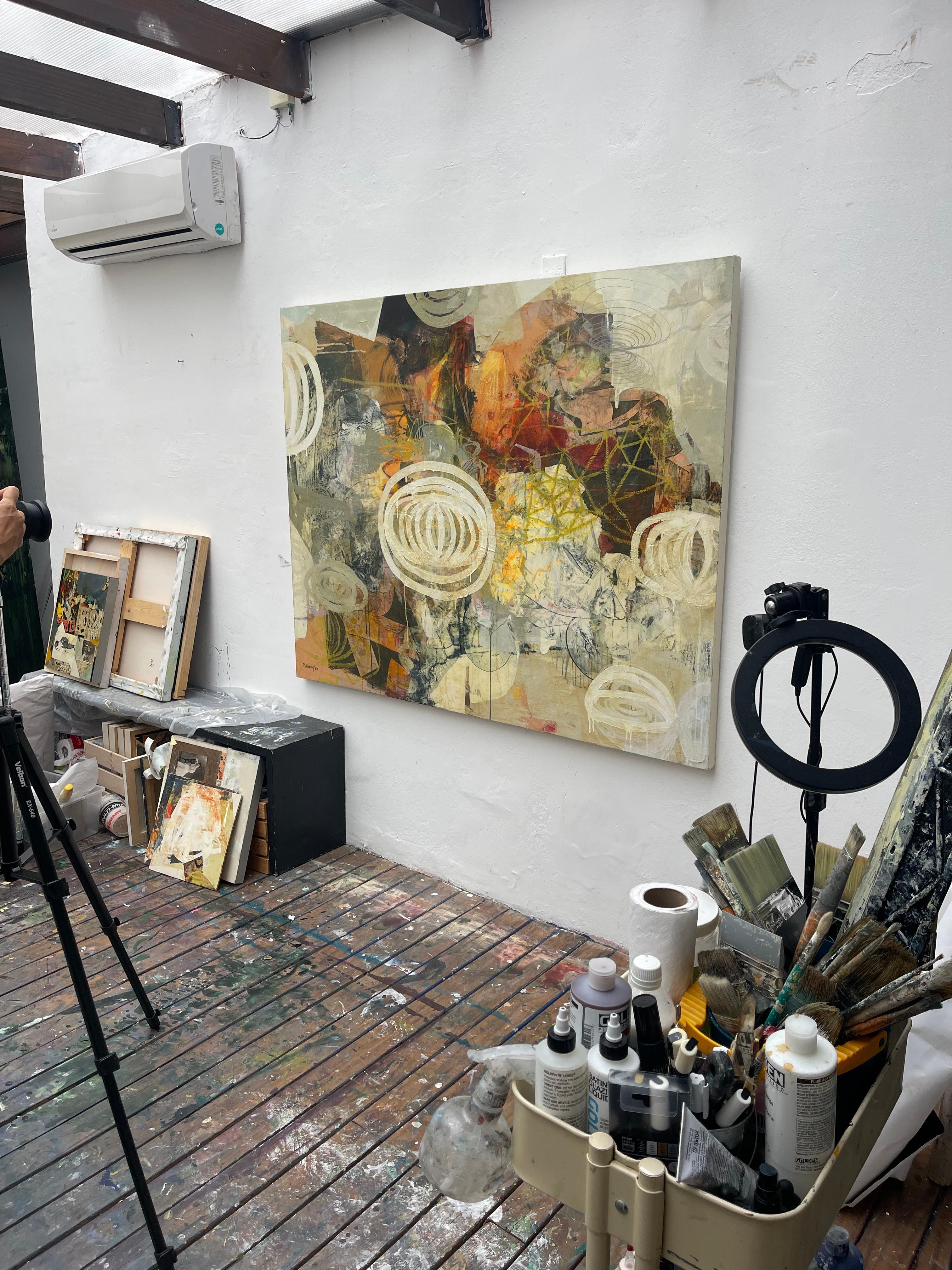 Paula Valenzuela
Orbs of Light, 2024
Mixed media on canvas
48 x 60 inches

Paula Valenzuela's signature style consists of the creation of complex layers of paint which are covered and excavated over and over in order to bring the hidden history to