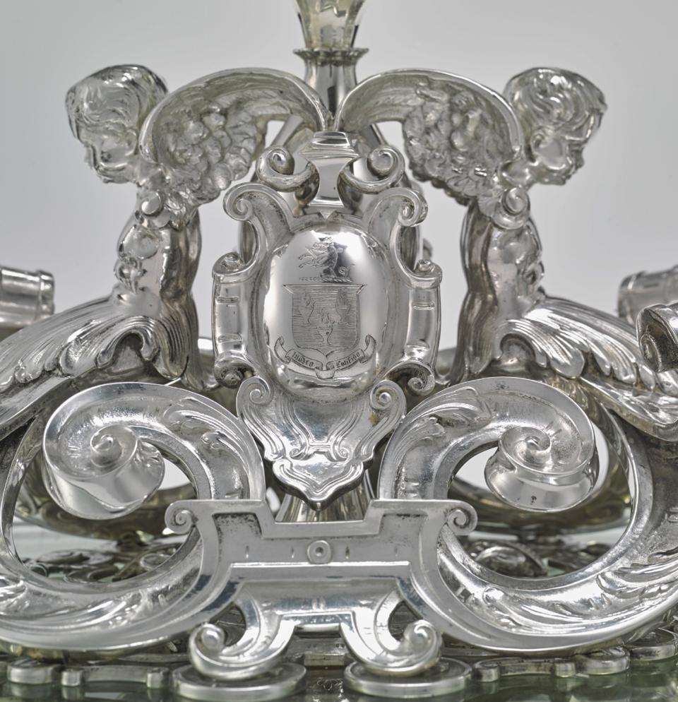 American Classical Paulding Farnham for Tiffany & Co Silver & Glass Renaissance Revival Centerpiece