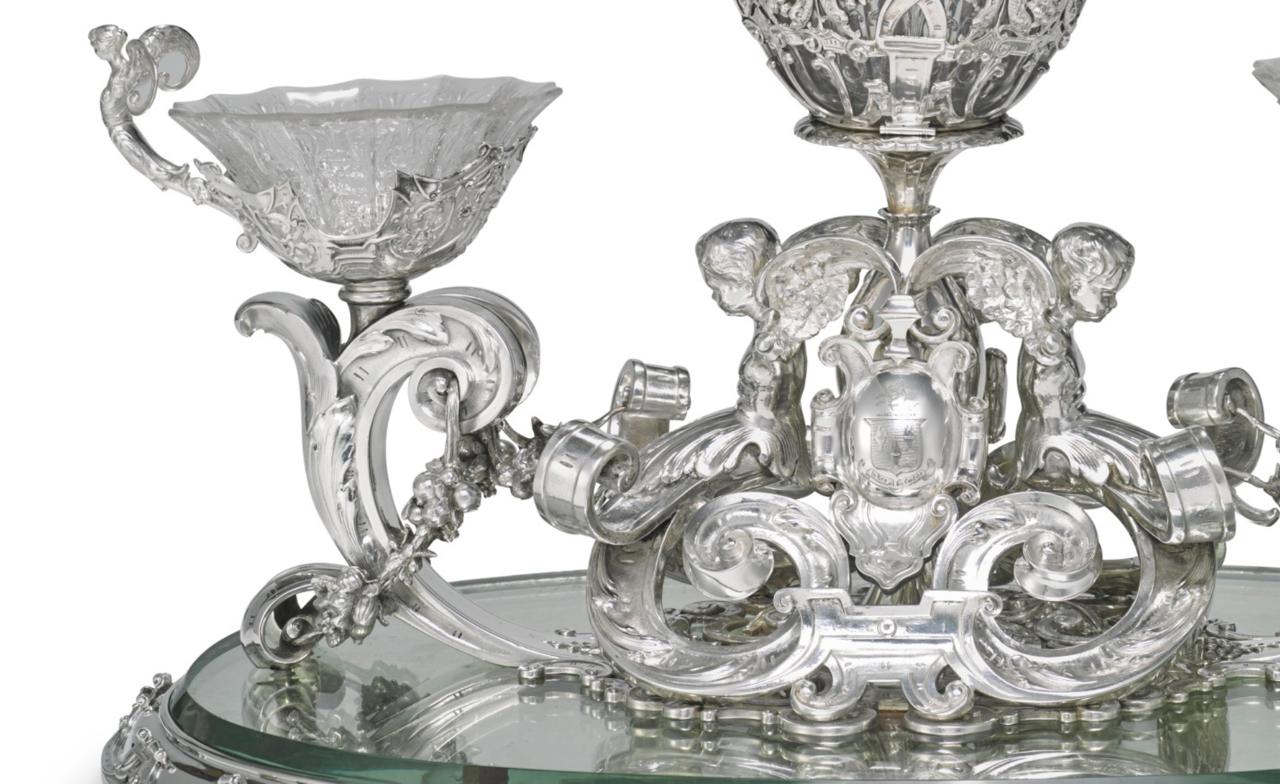 American Paulding Farnham for Tiffany & Co Silver & Glass Renaissance Revival Centerpiece