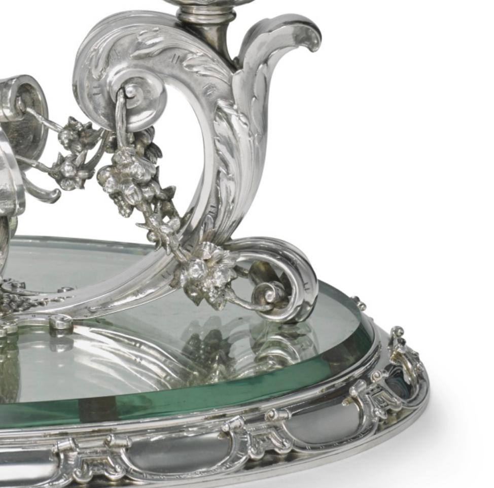 20th Century Paulding Farnham for Tiffany & Co Silver & Glass Renaissance Revival Centerpiece