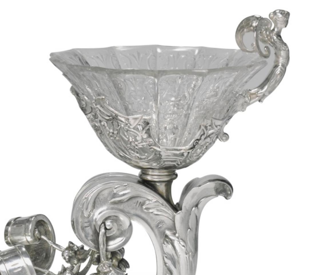Paulding Farnham for Tiffany & Co Silver & Glass Renaissance Revival Centerpiece 3