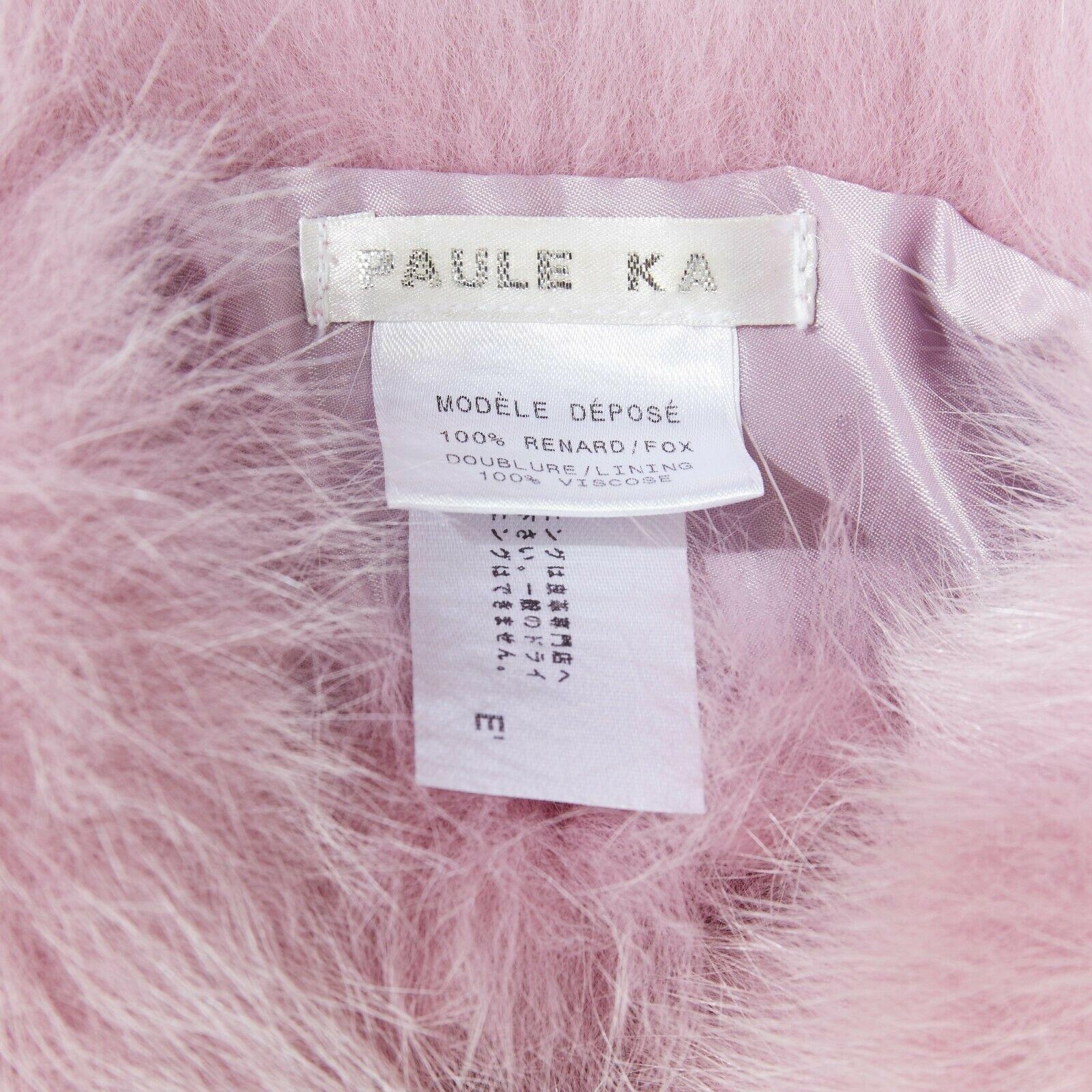 PAULE KA 100% fox genuine fur purple grosgrain ribbon tie short scarf collar 4