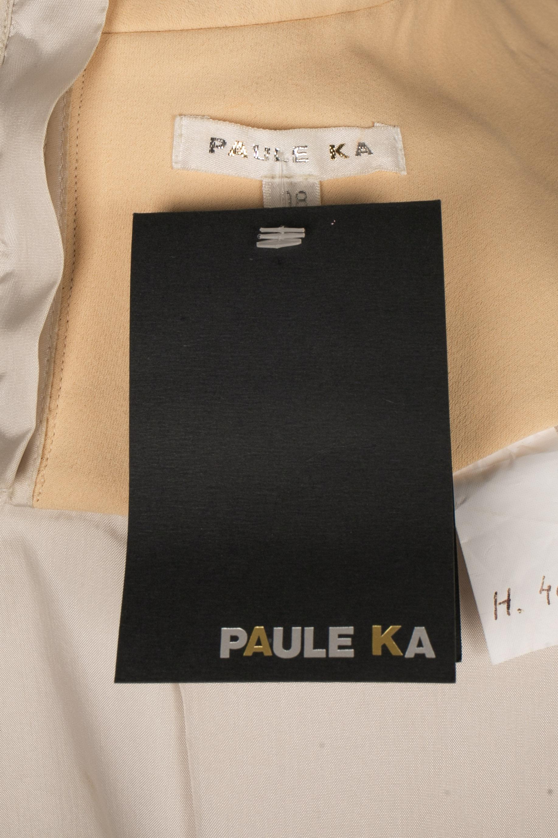 Paul Ka - Top asimmetrico in raso beige in vendita 2