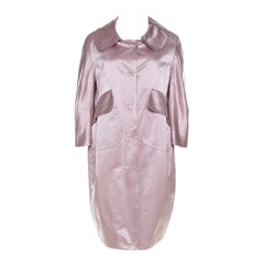 Paule Ka Beige Satin Three Quarter Sleeve Button Front Coat M