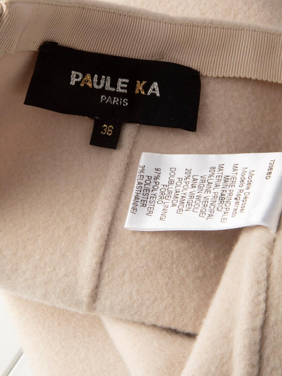 Paule Ka Beige Wool A-Line Mini Skirt Size S en vente 1