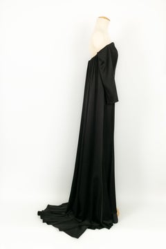 Paule Ka Black Maxi Dress in Duchess Satin, 2022